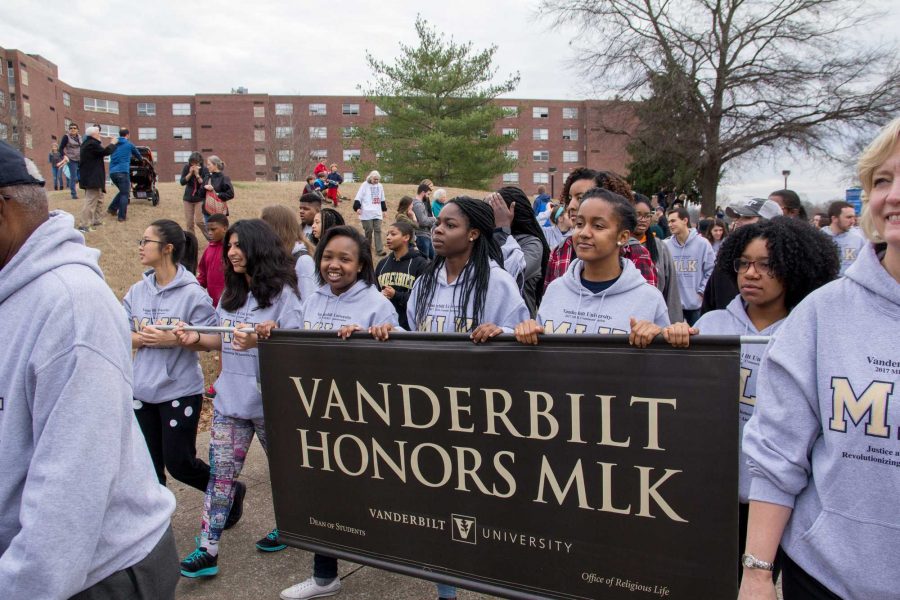 January 16th, 2017 – Vanderbilt students and faculty gather to celebrate the life of Rev. Dr. Martin Luther King, Jr. at the annual MLK Day march in Nashville.