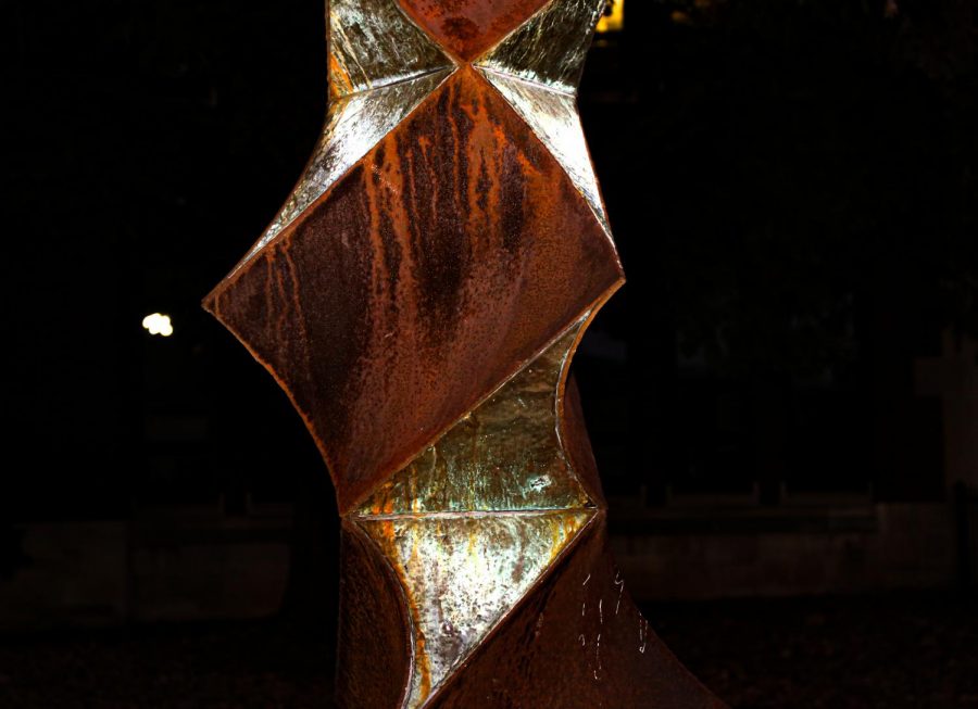 Statue on campus, photographed Feb. 14, 2021. (Hustler Multimedia/ Hallie Williams)