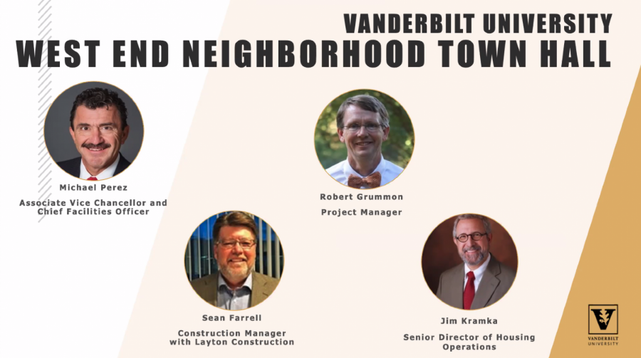 Screenshot of the West End Neighborhood Town Hall speakers, taken on Sept. 7, 2021. (Hustler Staff/Sally Johnson)