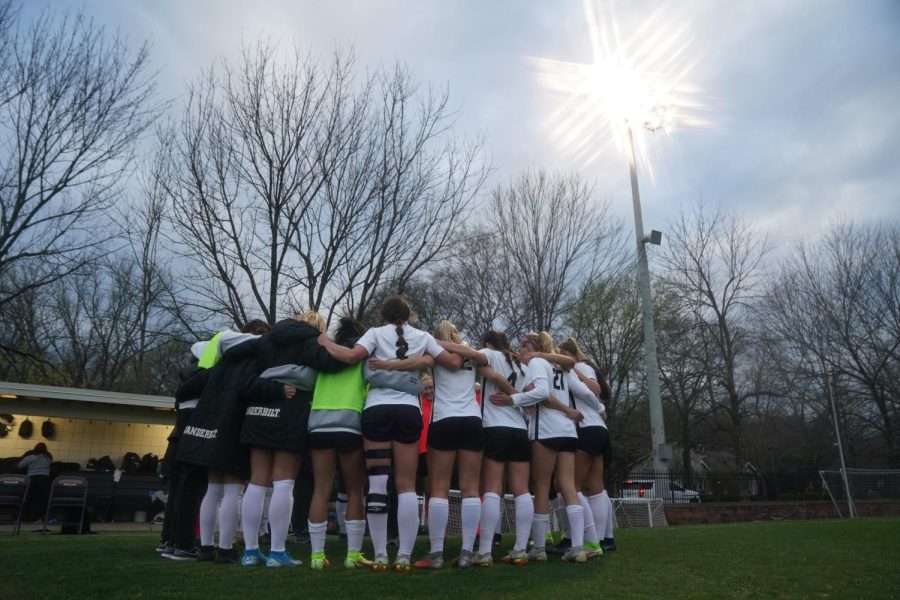 Vanderbilt soccer huddles during the 2021-22 school year.