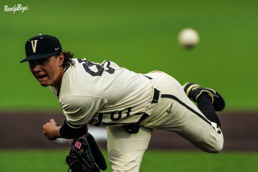 Freshman pitcher Devin Futrell started for the Commodores on Tuesday night, pitching for five innings. (Vanderbilt Athletics)