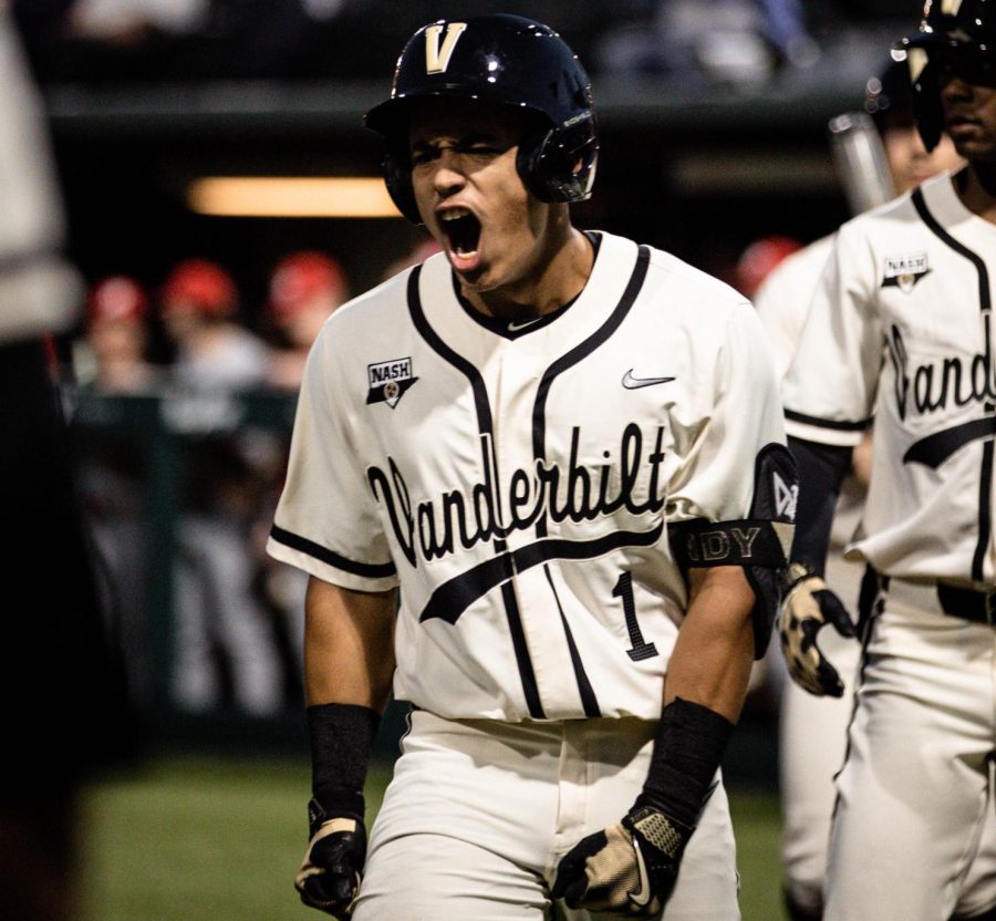 Matthew Polk hits a home run in Vanderbilt's victory over Austin Peay on Tuesday, Feb. 28 (Vanderbilt Athletics).