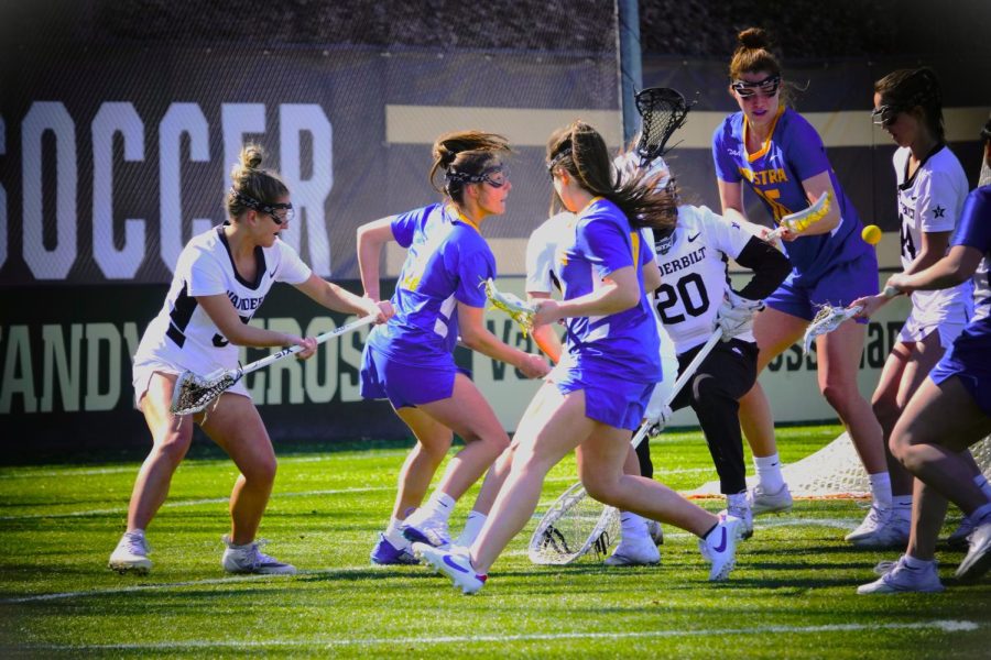 The lacrosse team played during their home loss 11-8 against Hofstra, as photographed on Feb. 18, 2023. (Hustler Multimedia/Anseley Philippe)