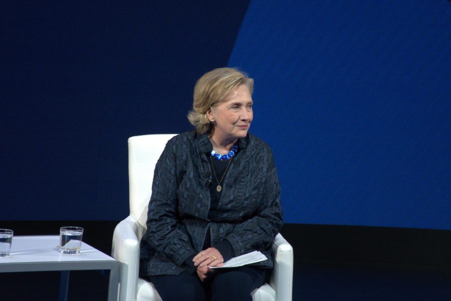 Hillary Clinton looking into the audience, as photographed on March 3, 2023. (Hustler Multimedia/Tasfia Alam)