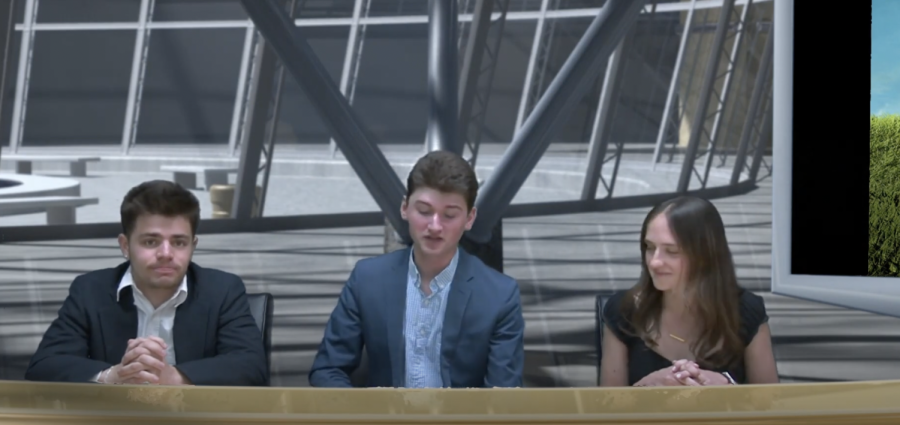 The VUSports Wired team hosts their final show of the academic year. (Vanderbilt Video Productions)