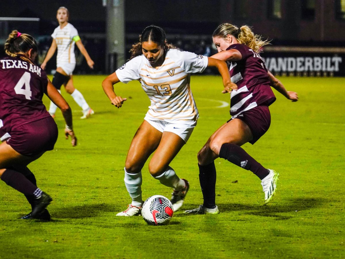 Ella Eggleston scored Vanderbilts first goal in its 6-0 win over Texas A&M on Oct. 5, 2023. (Hustler Multimedia/Kasey Kautz)