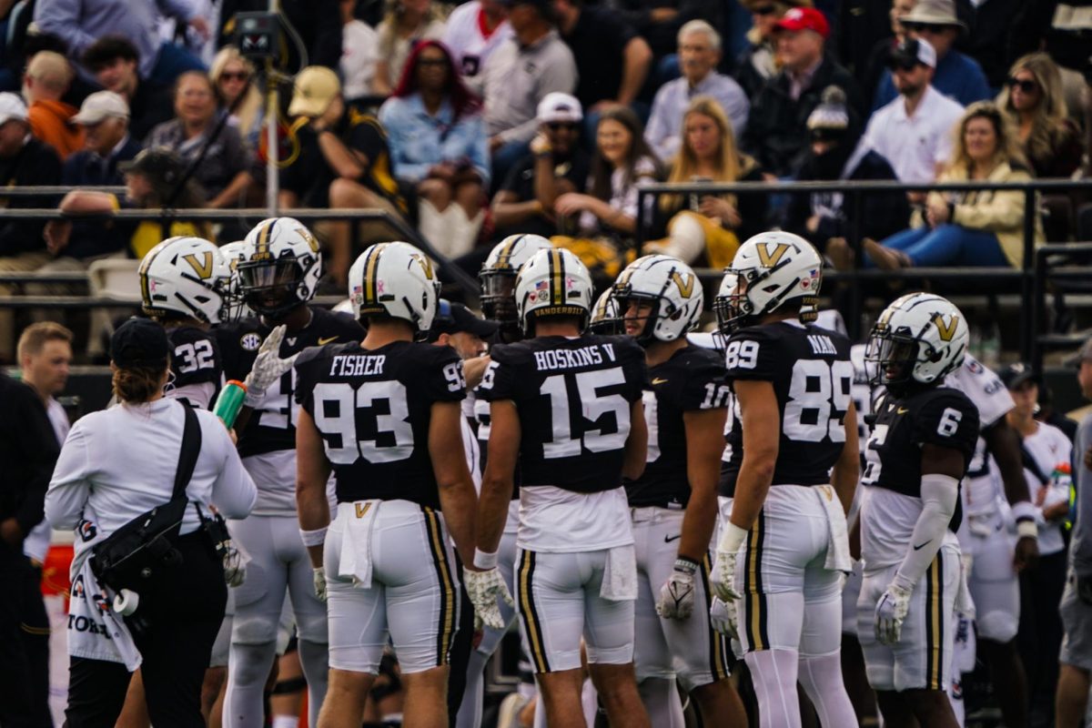 Vanderbilt during a timeout against Georgia. (Hustler Multimedia/Narenkumar Thirmiya)